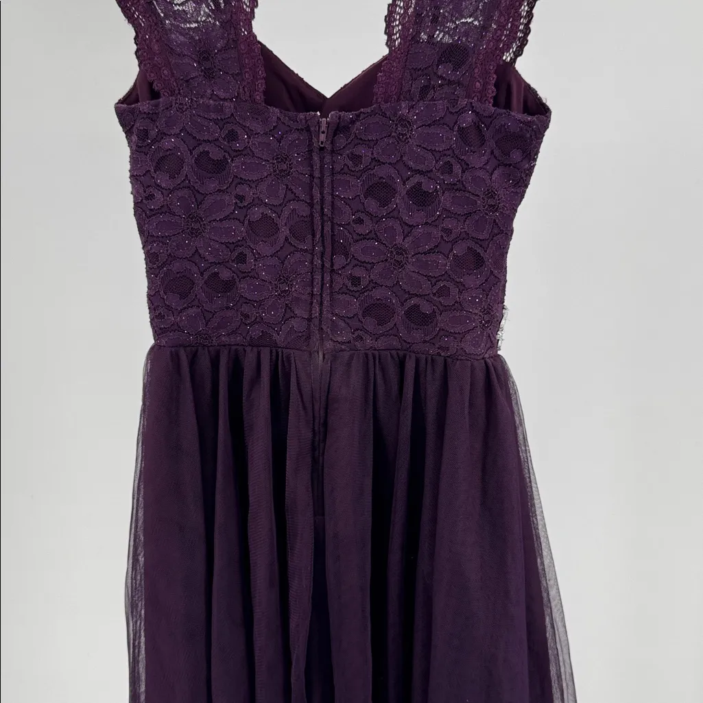 Deb Plum Purple Mini Dress lace tulle rhinestones open back 5 formal HOCO party Size undefined - Image 4