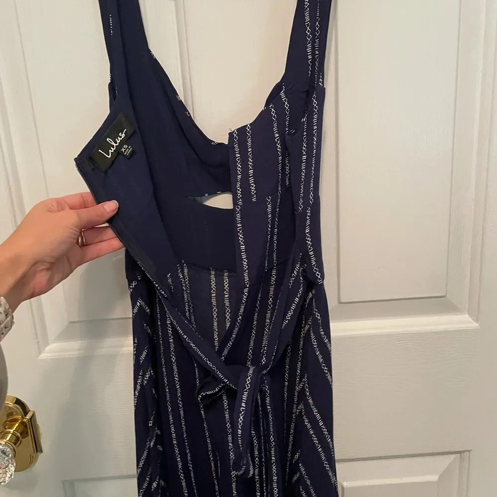Lulus Striped Navy Blue Dress - Image 7