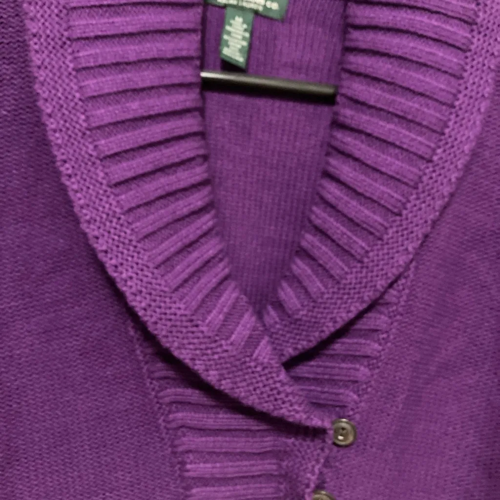 LRL Lauren Jeans Co. New Purple Folded Collar Long Sleeve Knit Sweater - Image 6