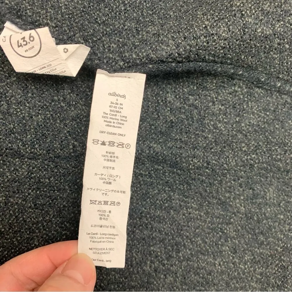 allbirds women's small the cardi long wool open Black Open Front Cardigan sweate - Image 8