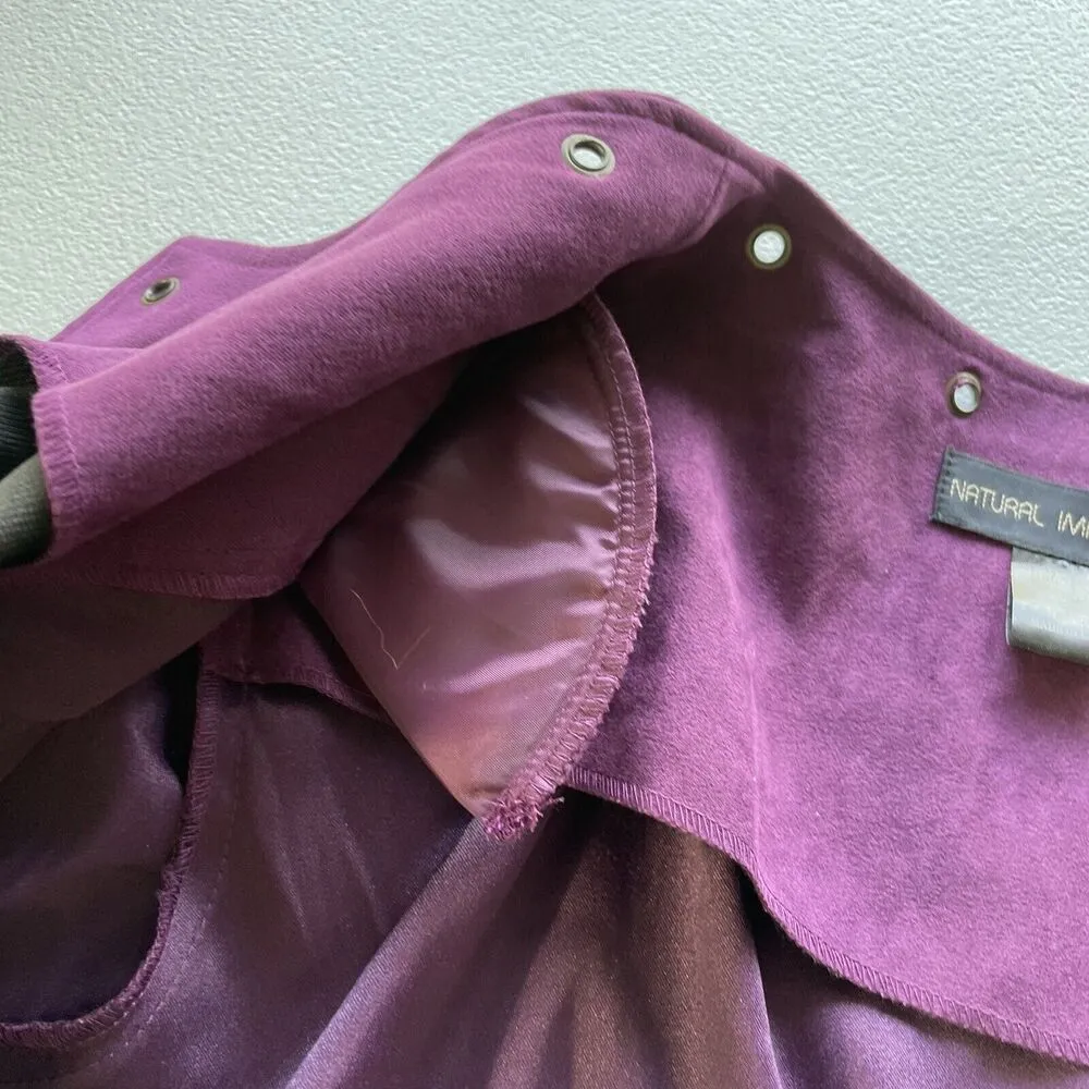 Womens Natural Impressions Open Front Jacket Plum Gold Grommets Size Large Purple - Image 6