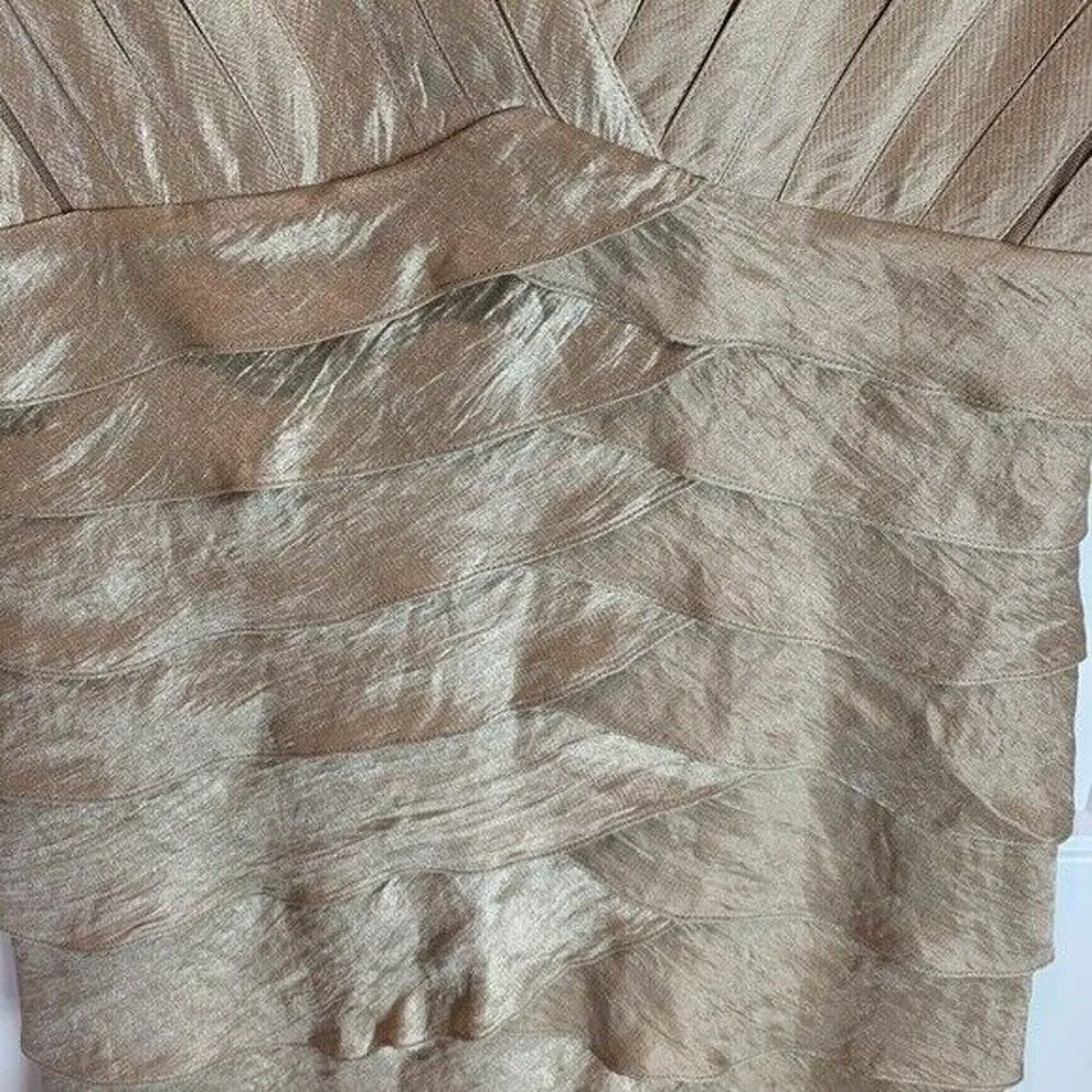 Adrianna Papell Size 8 Evening Cocktail Party Dress Cap Sleeve V-Neck Metallic - Image 3