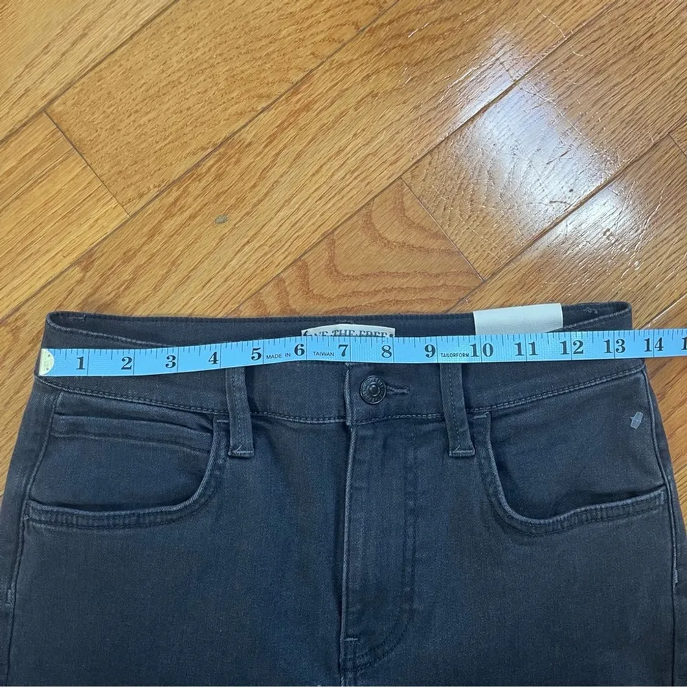 FREE PEOPLE We The Free Mystique Lace Flare Jeans Black Retro Whimsical Sz 28 - Image 7