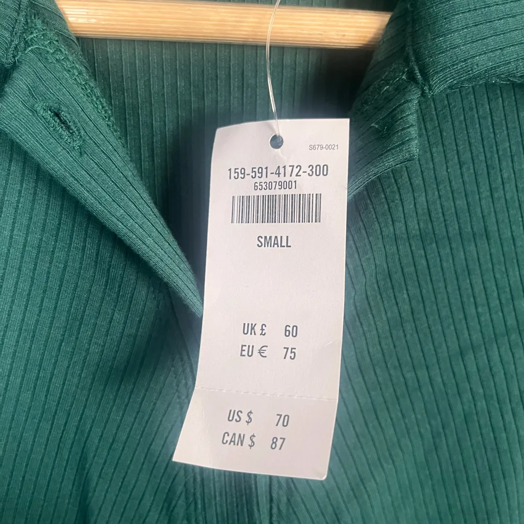 Abercrombie & fitch green ruched button down long sleeve mini dress size medium - Image 3