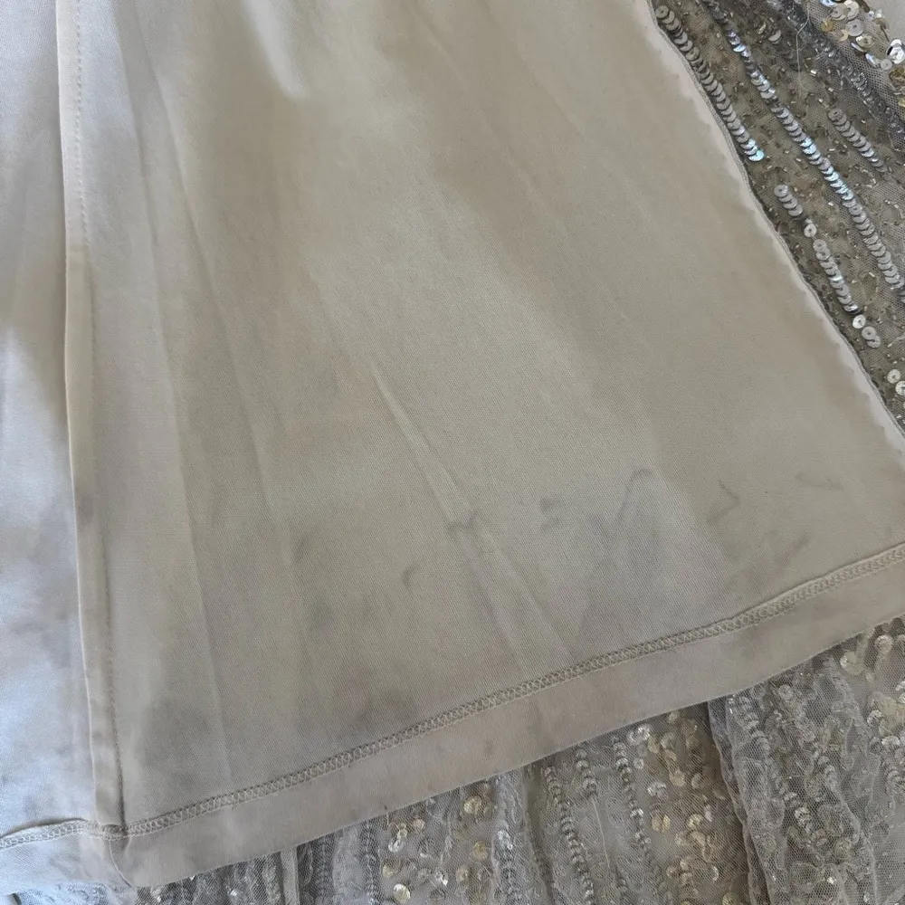 Silver and gold Sequined One Shoulder Draped Lace Up Gown NWT size 6 - Image 8