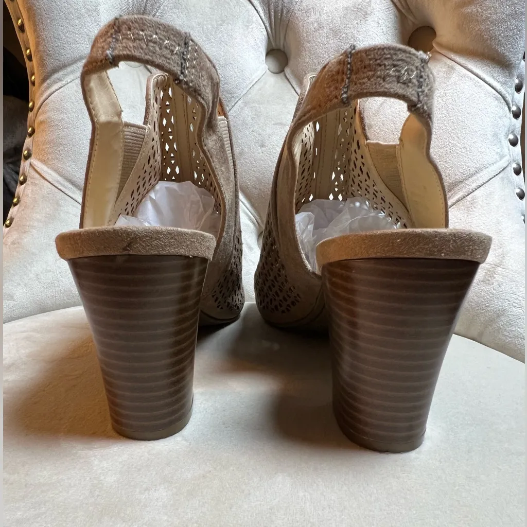 Liz Claiborne Brown Peep-Toe Heeled Boots‎ - Image 4