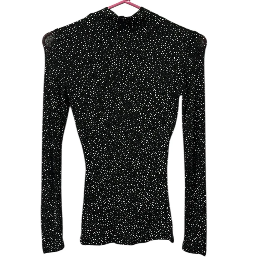 Newport Starry Night Mock Neck Long Sleeve Lightweight Bodycon Nylon Top Small Black - Image 7
