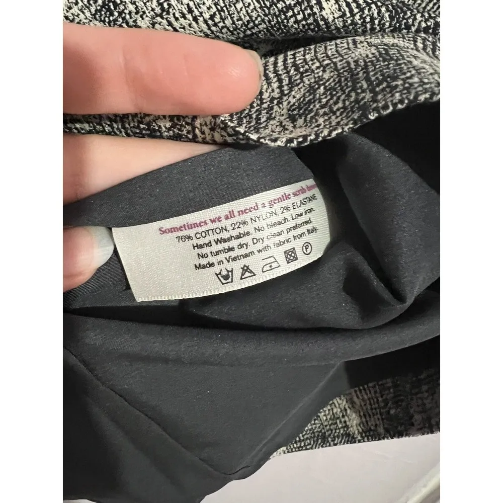 M.M. Lafleur The Noho Skirt Back Slit Pencil Skirt Black White Crackle Jacquard - Image 7