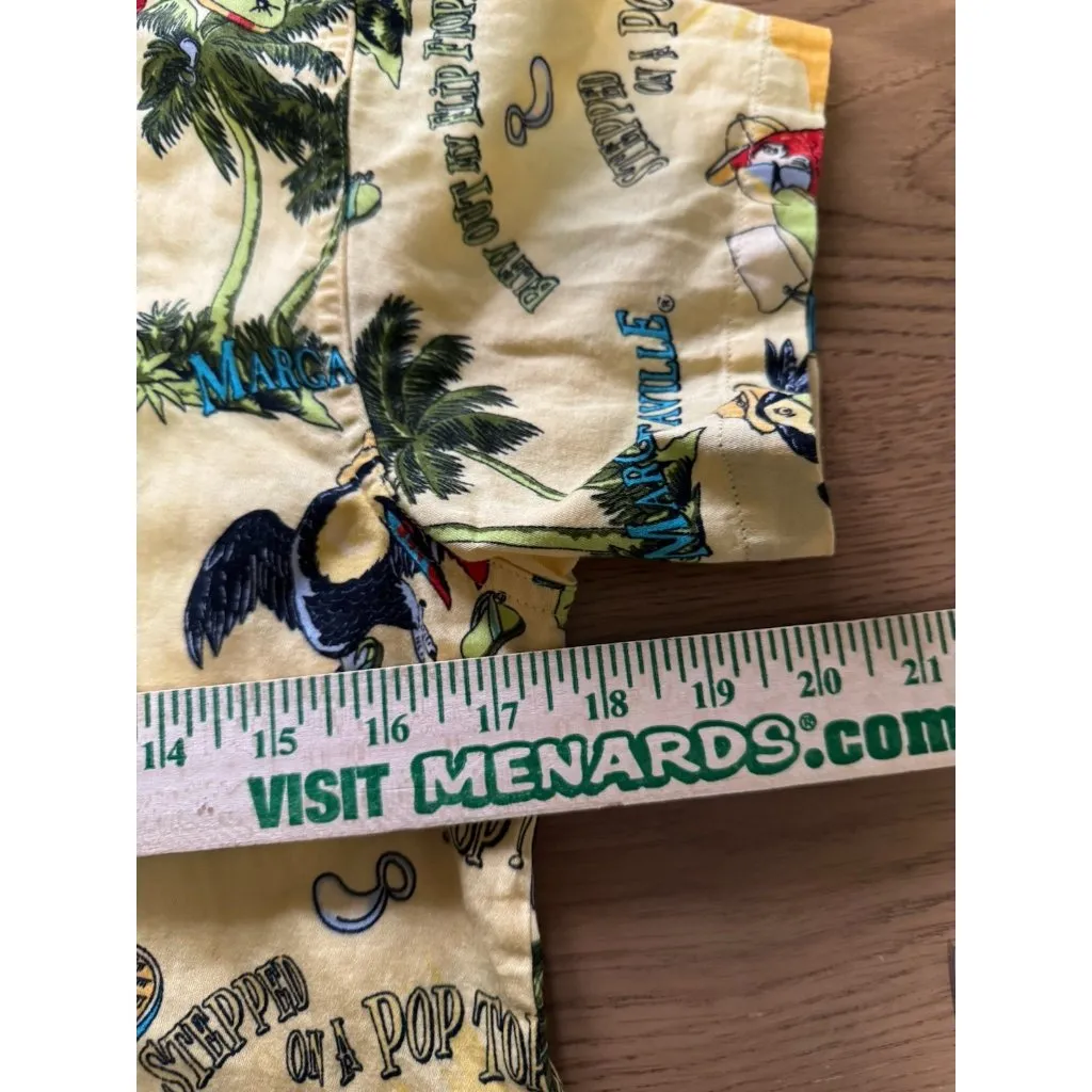 Jimmy Buffett Women Size Medium Button Down Hawaiian Tropical Short Sleeve Shirt Yellow - Image 5