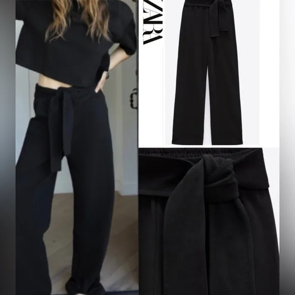 NWT ZARA BLOGGERS FAV TIED HIGH WAISTED PANT S - Image 2