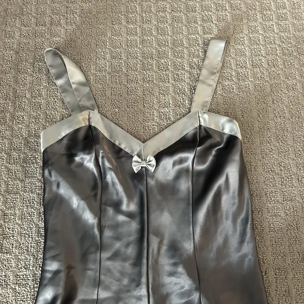 Womens Nightie Lingerie Babydoll Boudoir Snap Bottom Grunge Vampire Silky Gray Size M - Image 6