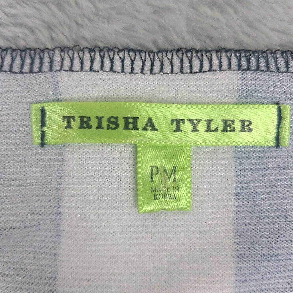 Trisha Tyler Abstract Blue‎ White Art to Wear Casual Boho Blouse Petite Medium Purple Size undefined - Image 2