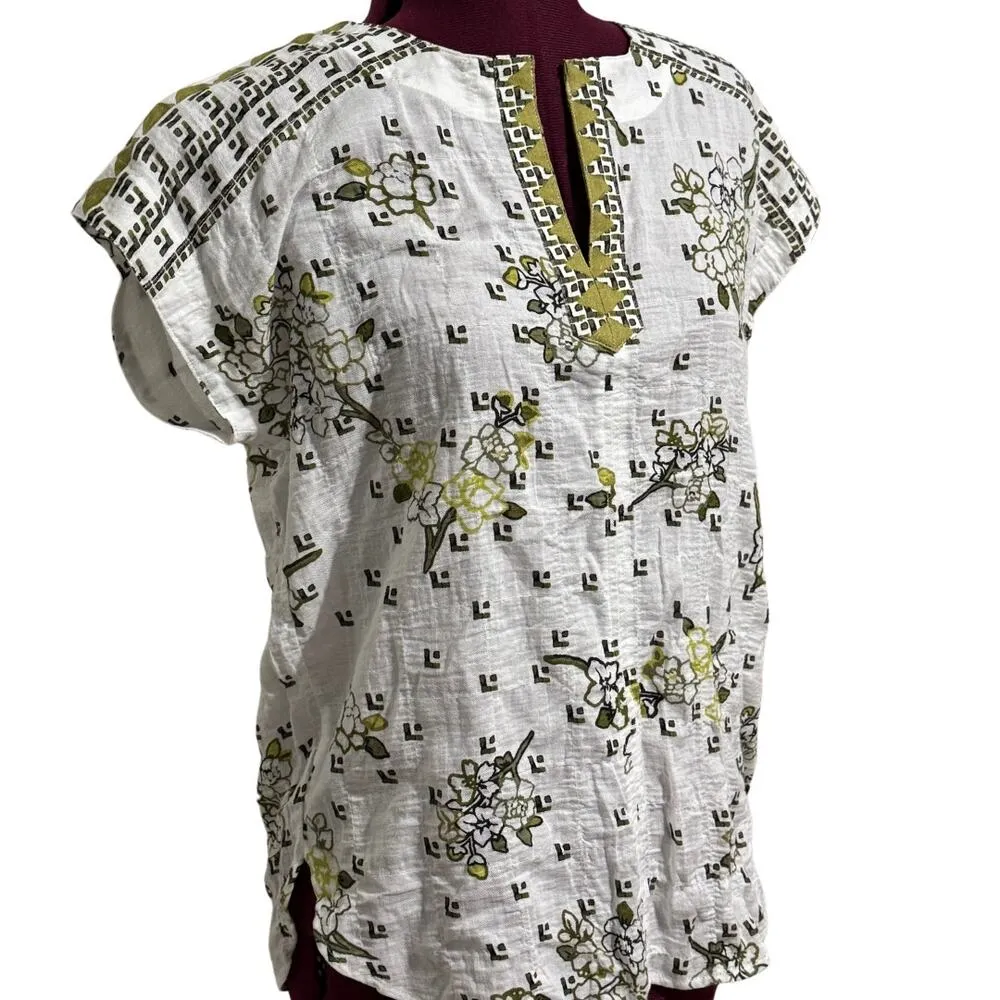 LIVERPOOL Dolman Popover Blouse Curved Hem Floral Geometric NWT Petite Small - Image 6