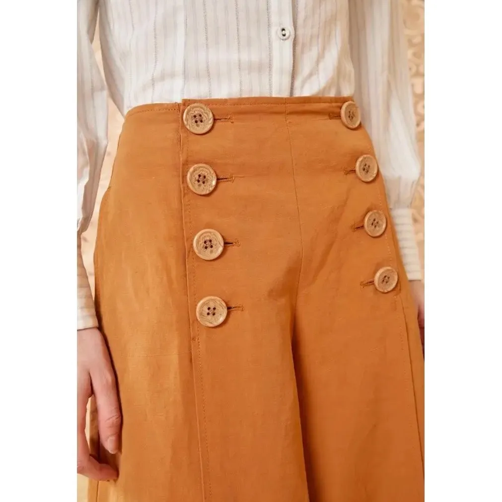 Ulla Johnson Polina wide flared pants cotton linen silk size 2 DR - Image 4