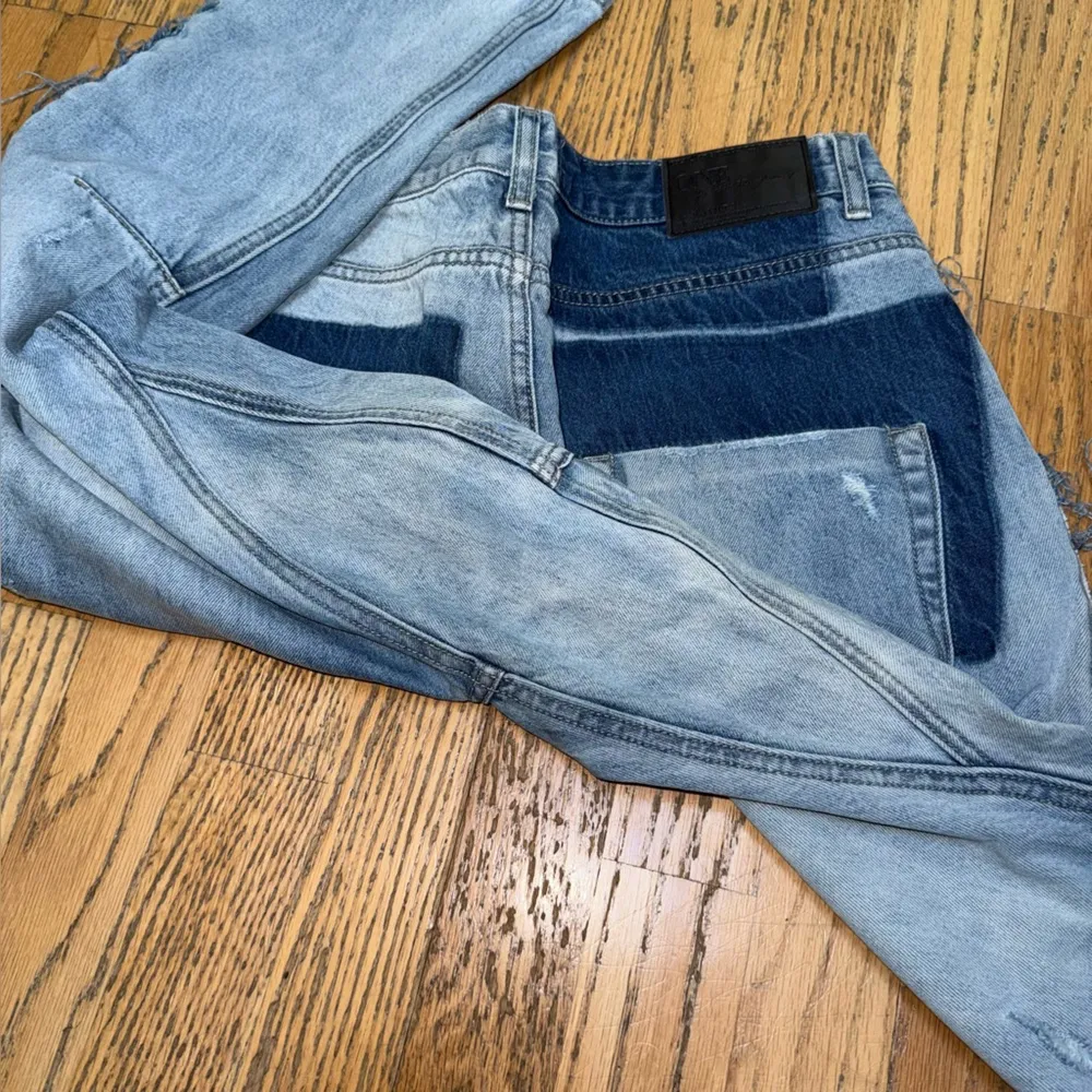 ONE TEASPOON Colorblock Cropped Denim Jeans size 28 - Image 5