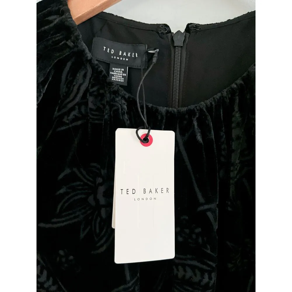 Ted Baker | NWT Tilliiy Belted Velvet Dress | Fit and Flare Mini | Black | Sz L - Image 8