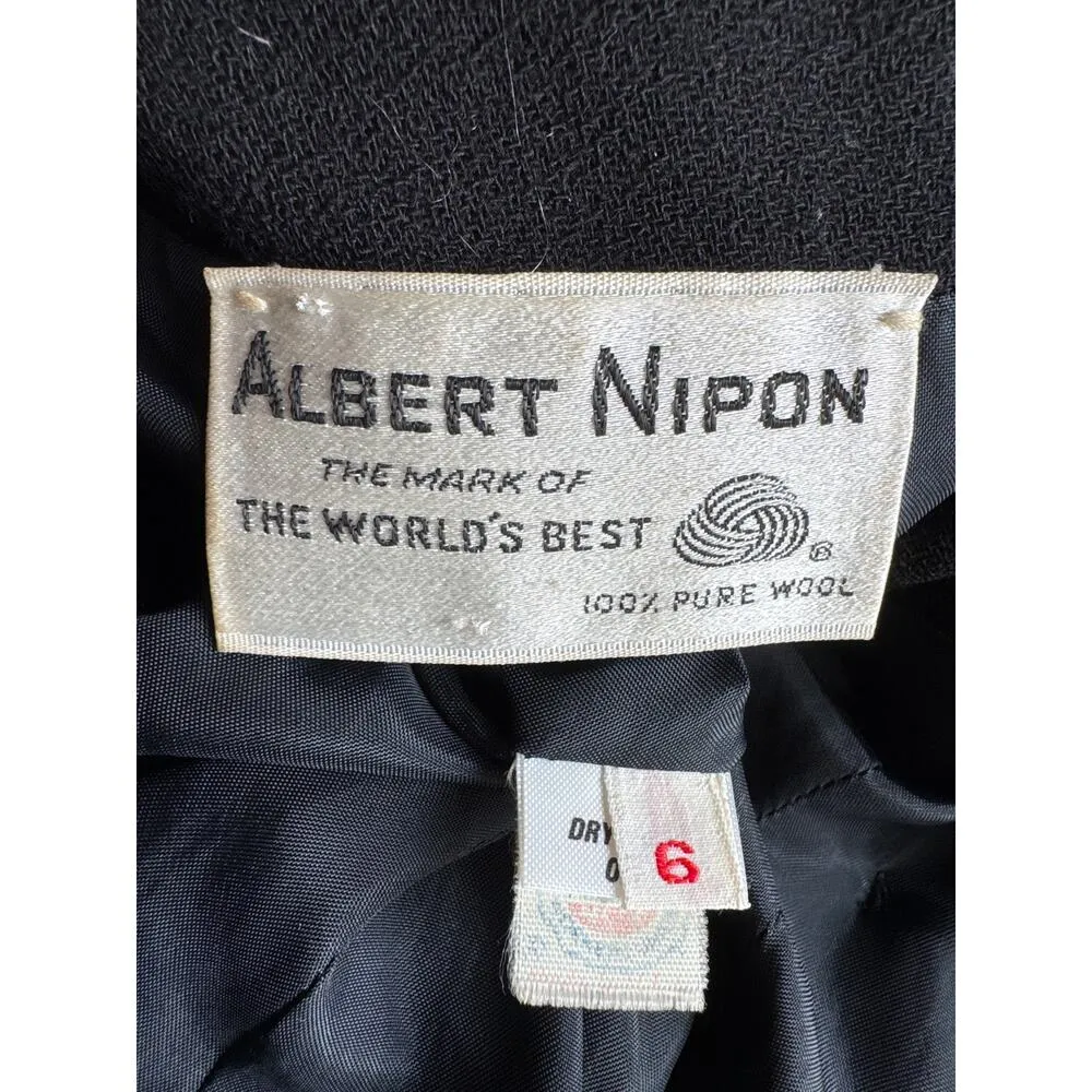 Vtg Albert Nipon pure wool black double breasted military style blazer Small - Image 11