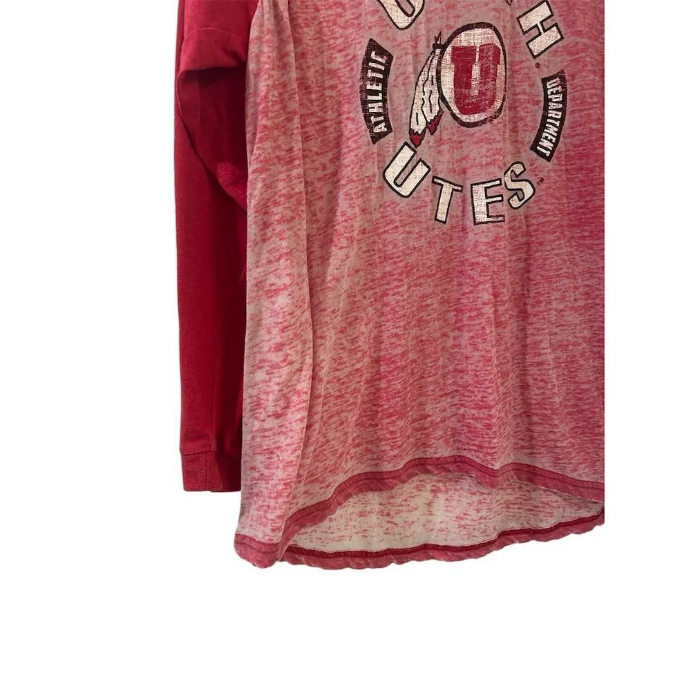 Colosseum Utes Shirt Womens M T Shirt 3/4 Sleeve Raglan Red University of Utah - Image 3