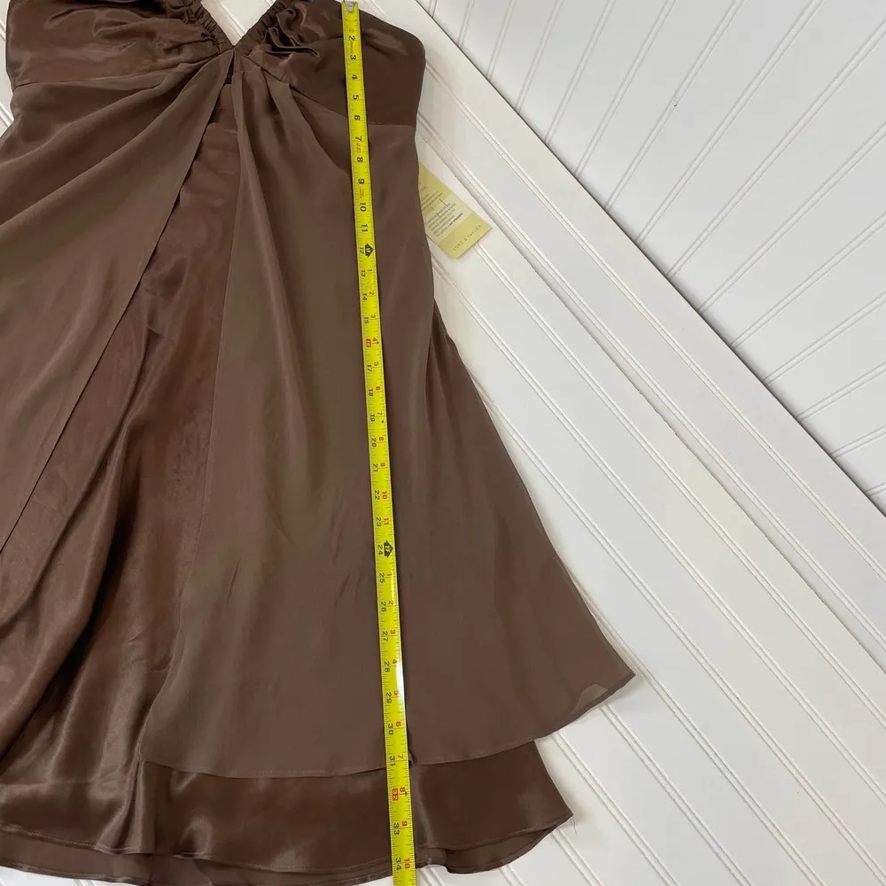 Donna Ricco NWT  Women’s Brown Silk Midi Halter Dress Size 8 - Image 7