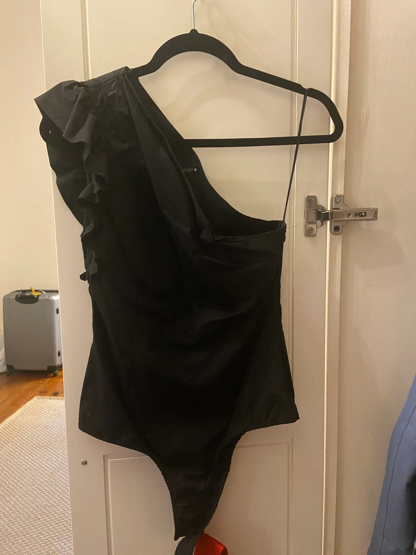 ZARA One Shoulder Poplin Ruffle Bodysuit - Image 4
