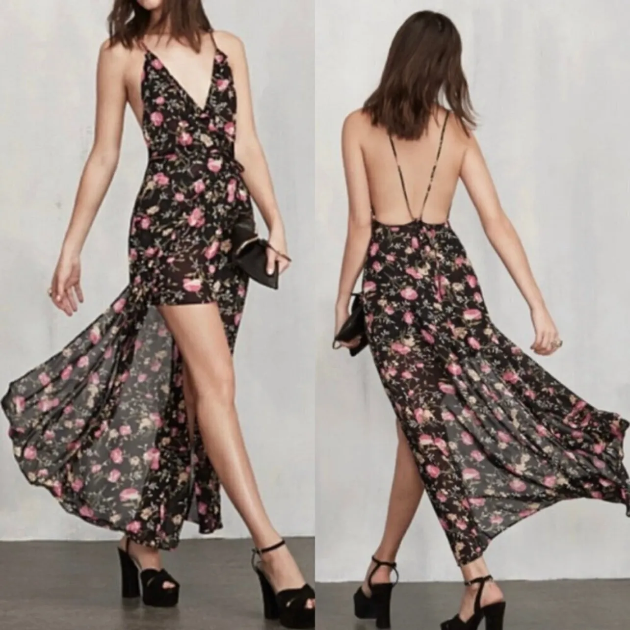 Reformation Hayworth Floral High Low Maxi Wrap Dress Carondelet Size S C0 - Image 2