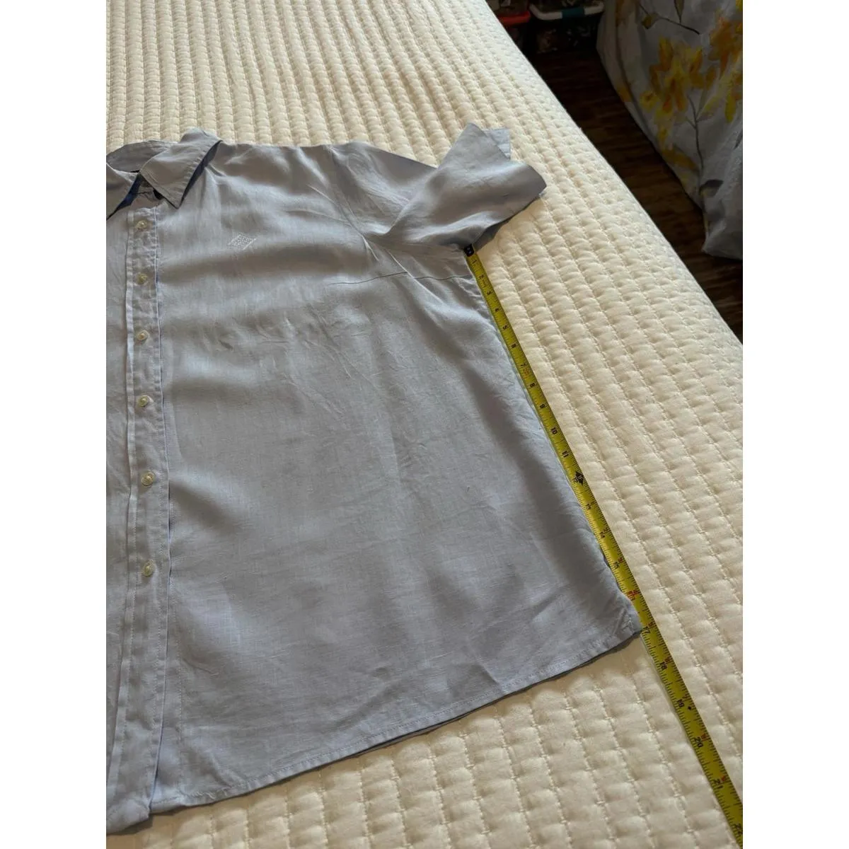 Lauren Ralph Lauren Button Up Collared Short Sleeve Shirt Blue Sz 2X 100% Linen - Image 6