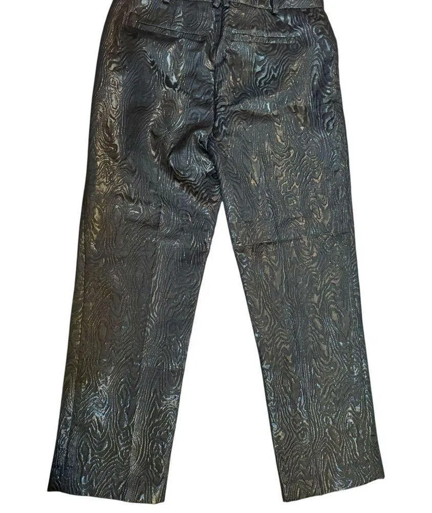 Anthropologie The Essential Slim Straight Pants Womens Sz 4 Black Motif Textured - Image 9