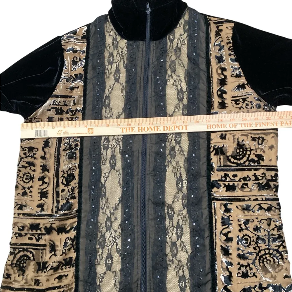 Whimsigoth Black velvet Burnout & lace full zip jacket dark Romance - Image 5