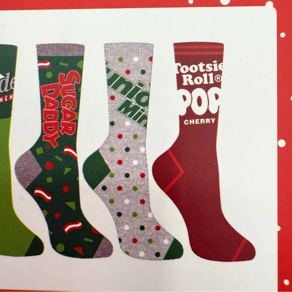Tootsie Roll Pop Crew Socks Womens Gift Set Candy Dots Junior Mints Sugar Daddy Red - Image 6
