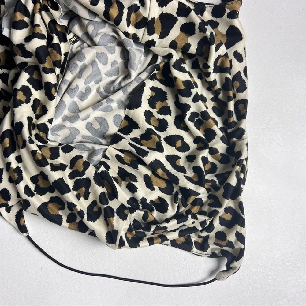 GAZE DTLA Women’s Animal Print Thin Strap Non Adjustable Strap Bodysuit Sz S Brown - Image 5