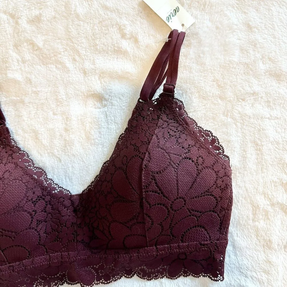 NWT Aerie Real Happy Wireless Lightly Lined Candy Lace Bra in Royal Berry - 32C - Image 3