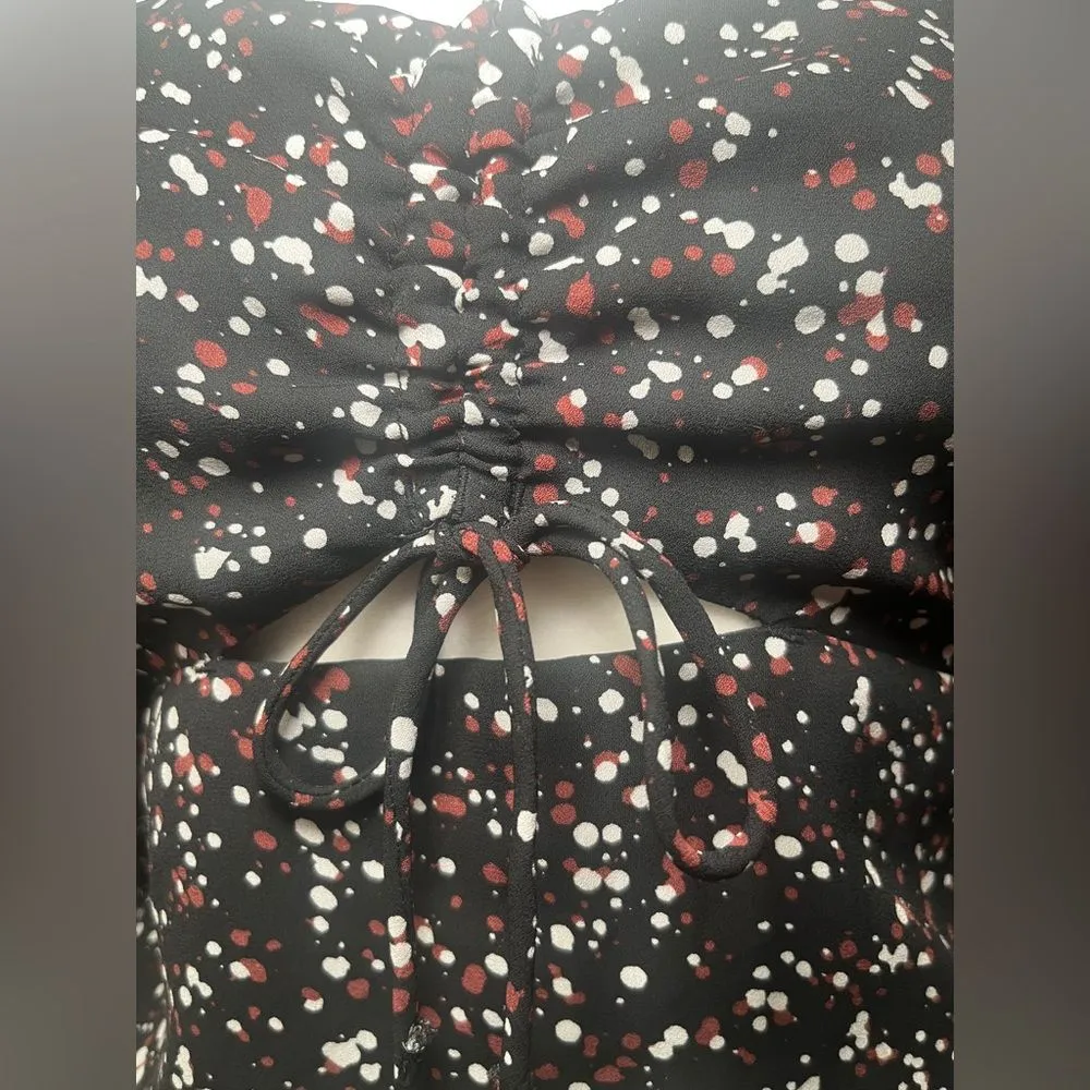 Abercrombie & Fitch Black White Puff Sleeve Baby Doll Top Front Cutout Size S - Image 6