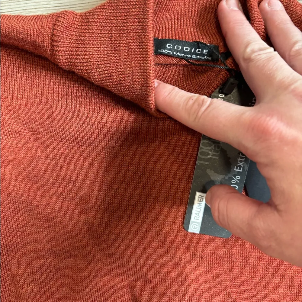 CODICE RAUMER Merino Wool sweater, rust color Size XL - Image 5