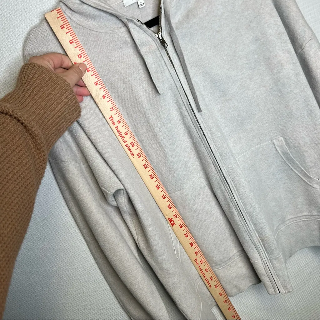 Madewell | Large Cream Full Zip-Up Hoodie Sweater‎ Grey - Image 7