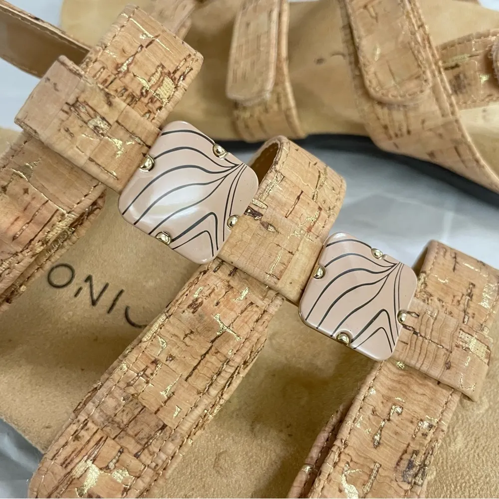 Vionic Amber Tan Gold Cork 3 Strap Adjustable Sandals Women's sz 8 - Image 9