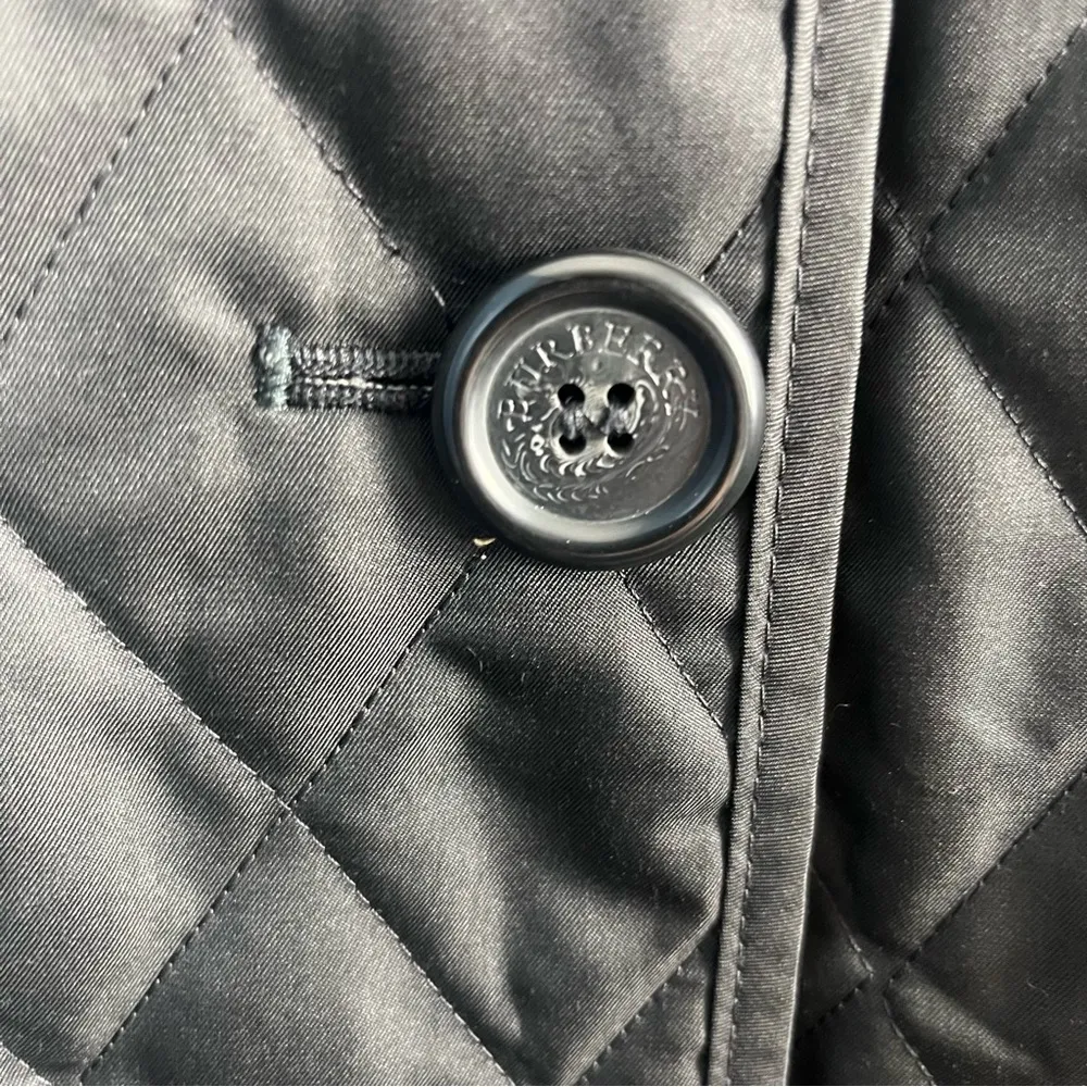 BURBERRY London QUILTED JACKET WOMENS Small BLACK Button Nova Double Breast - Image 16