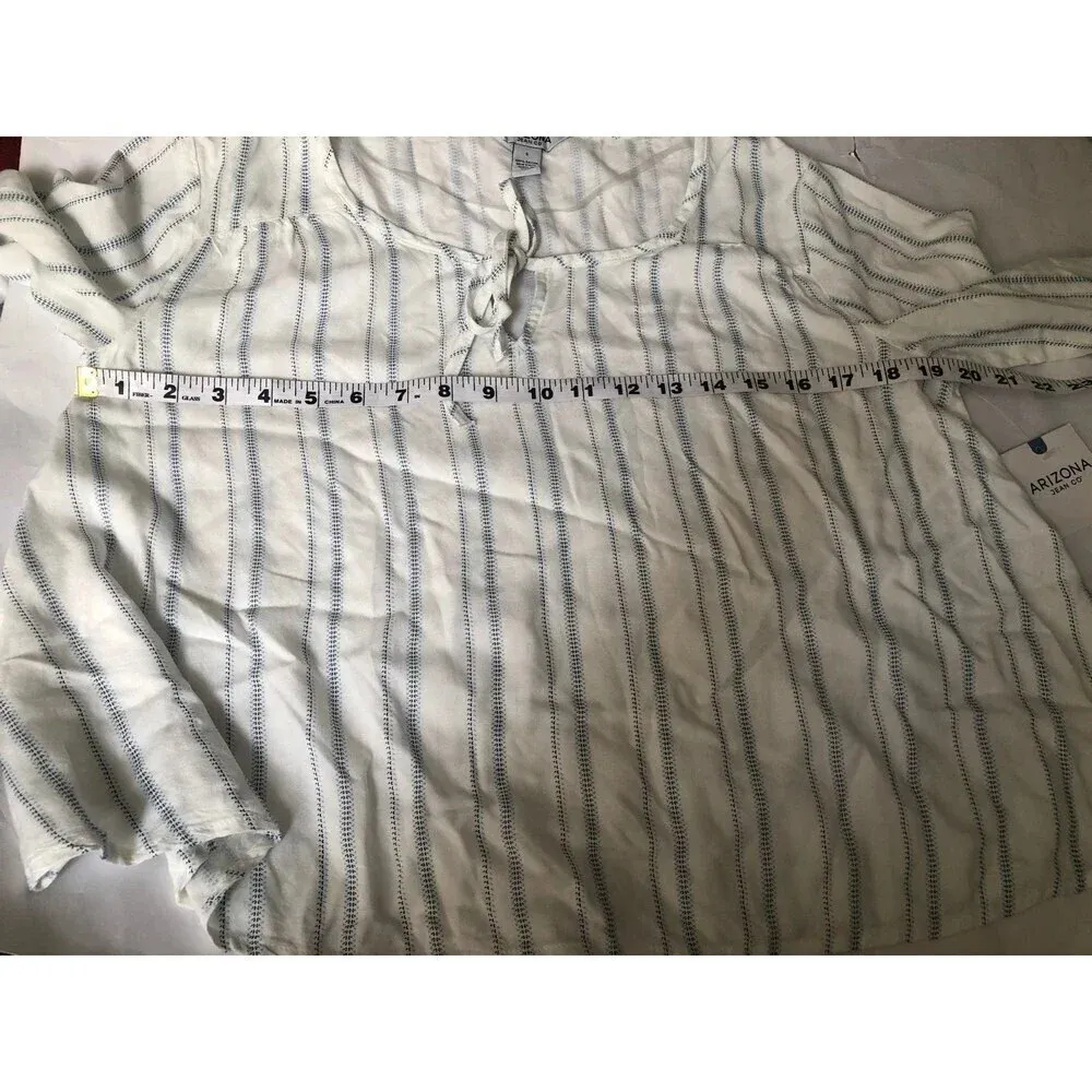 Arizona Jean Co. Women’s Blouse size S Stripped White & Blue Top NWT!!! - Image 5