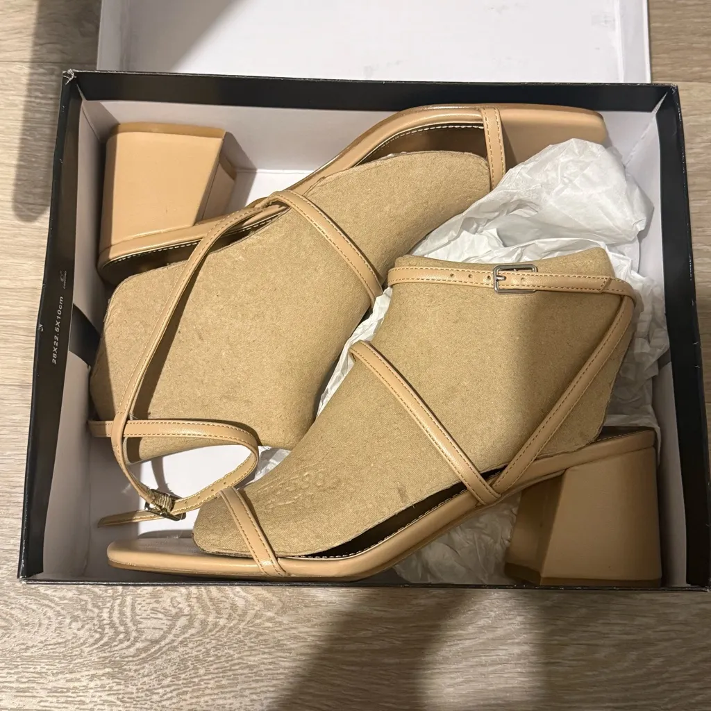 Nine West Womens Gali 3 Tan Slip On Dressy Ankle Strap Heels Shoes NWT - Image 2