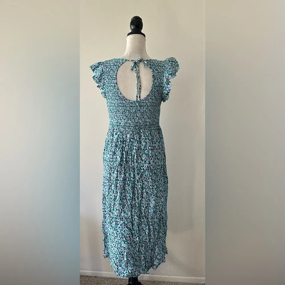 A New Day Purple Green Smocked Bodice Floral Print High Waist Sz S NWOT - Image 8