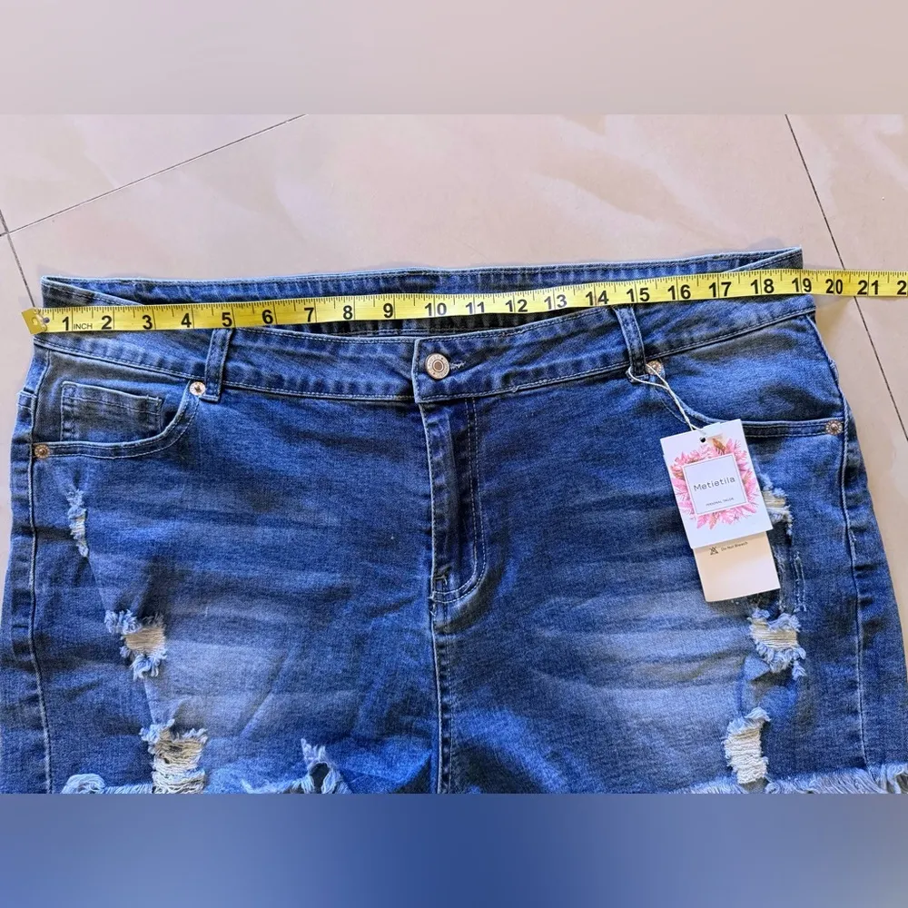jean shorts metietila destress jeans short personal tailor xxl size summer Blue - Image 2