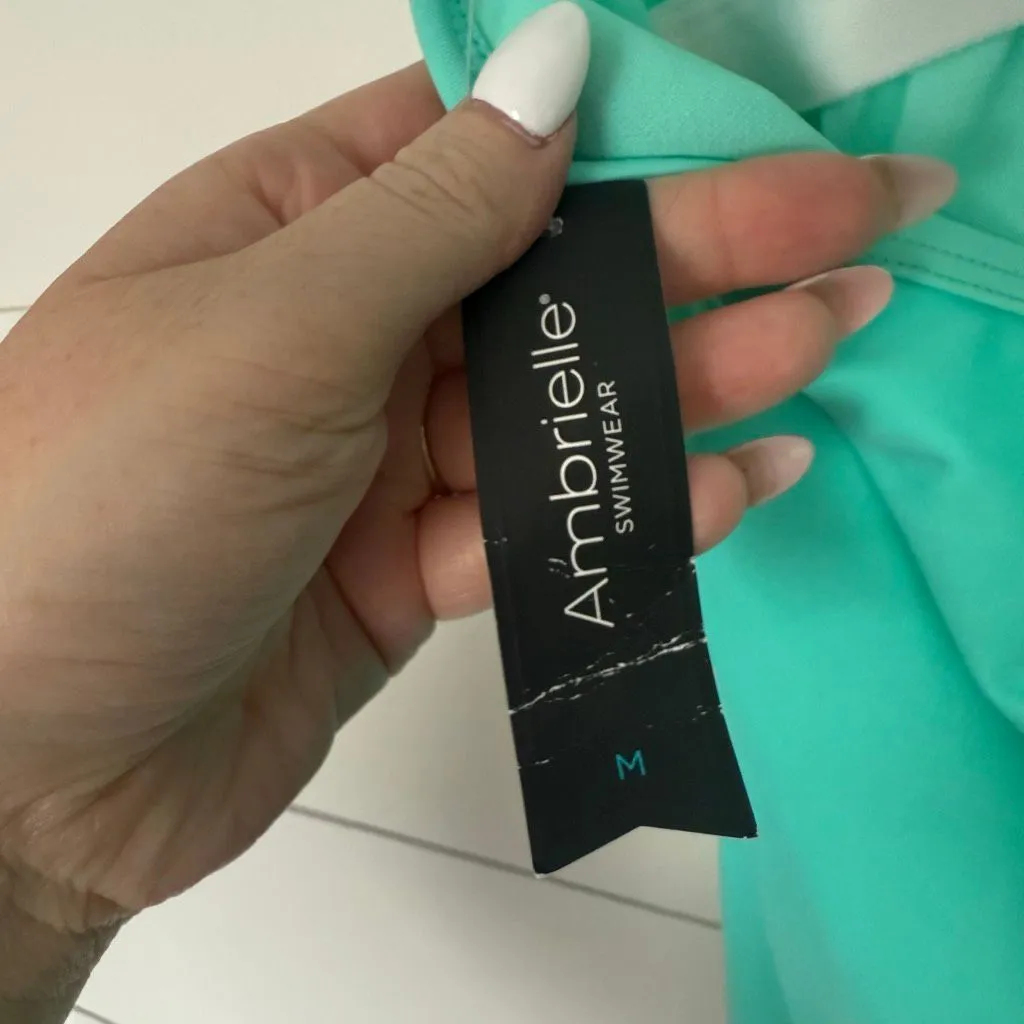 Ambrielle Women’s Medium Mint One Piece Swim New - Image 3