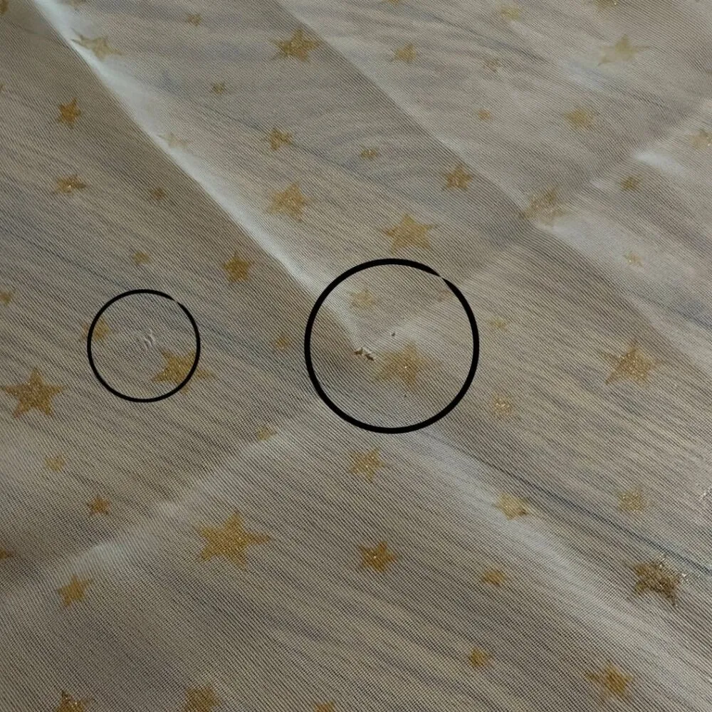 White Chiffon Sheer Scarf With Gold Sparkly Stars Boho Angel Glitter - Image 8