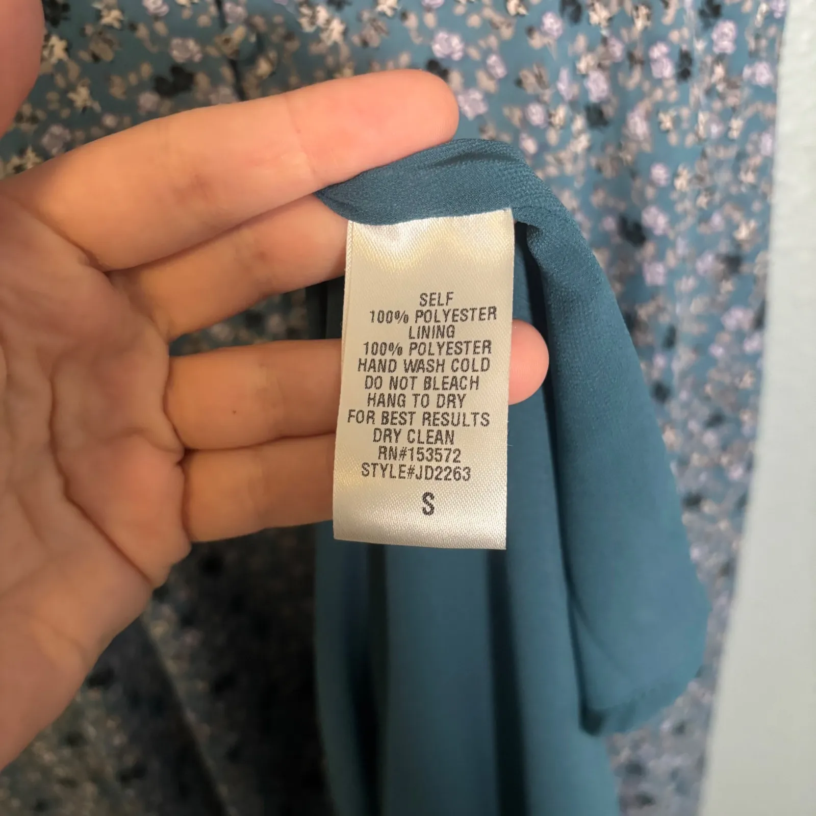 Böhme Floral Print Midi‎ Dress Blue Button Front Slit Cottagecore Women's Small - Image 10