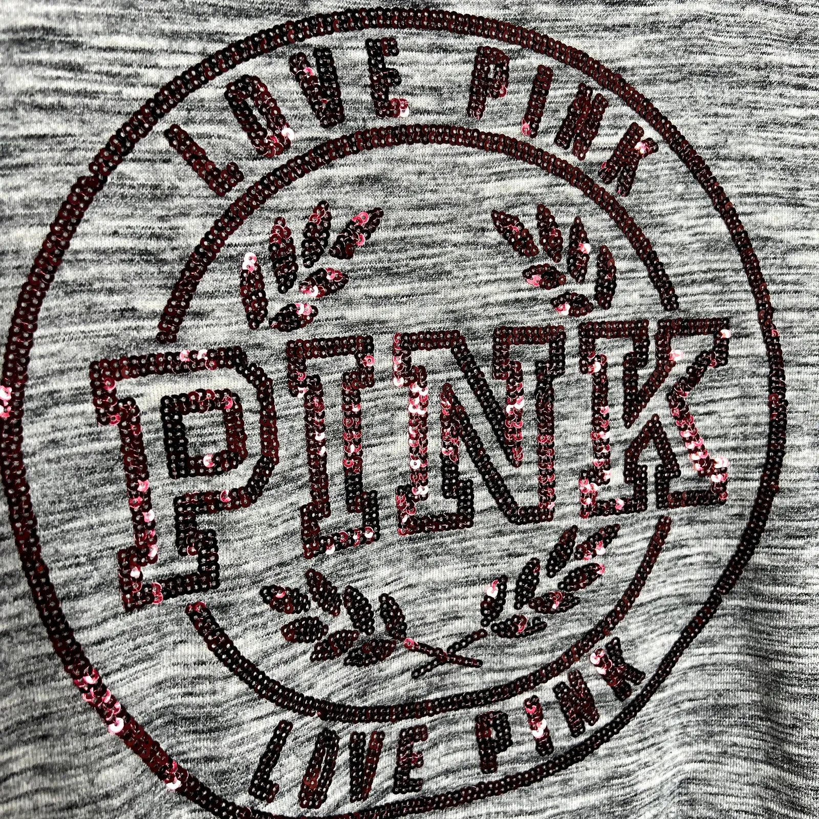 Victoria's Secret Pink Gray Sequin Full Zip Sweatshirt - Image 6