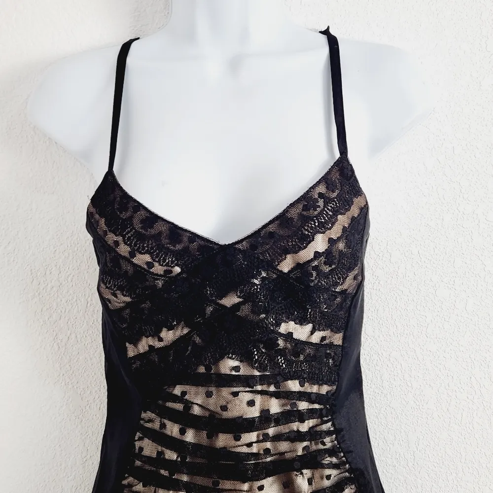 JESSICA McClintock Spaghetti Strap Bodycon Cocktail Dress Silver/Black Sz: 1 - Image 2