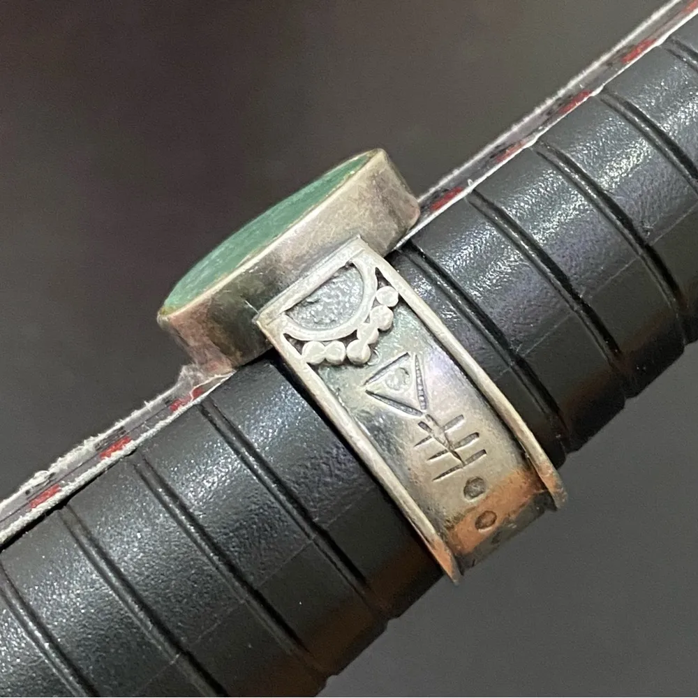 Vintage Native American Signed SA 925 Sterling Silver Blue Teal Stone Ring Sz 8 - Image 11