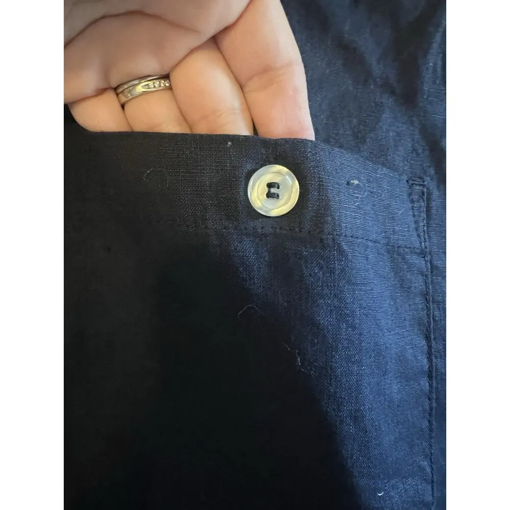 Allen Allen Linen Pants Plus 1XL Navy Blue Pockets Timeless Excellent - Image 8