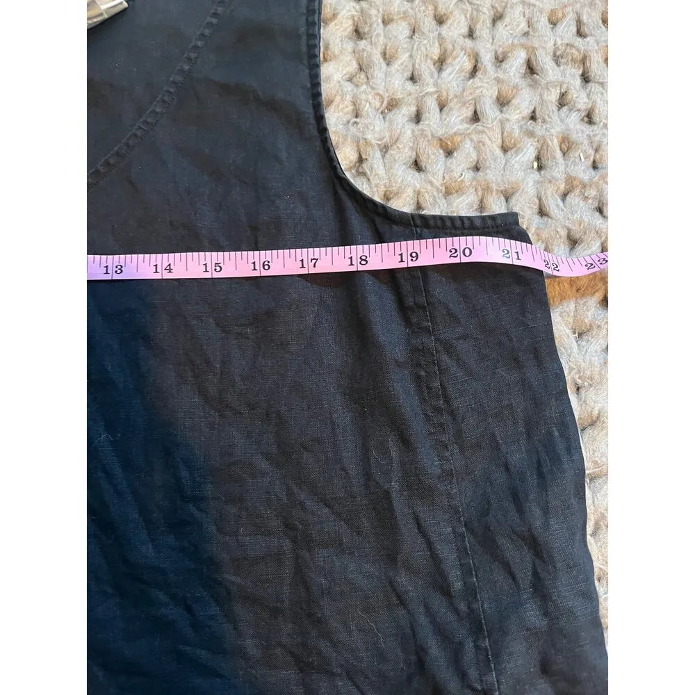 J. Jill pure jill linen asymmetric sleeveless  black midi dress size large - Image 7