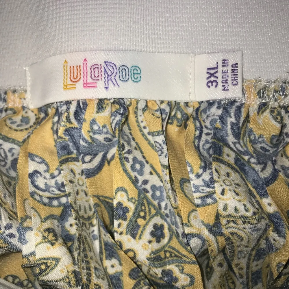 LuLaRoe Pleated Skirt Jill Paisley Yellow & Blue Sz 2X NWT Elastic Waist Office - Image 6
