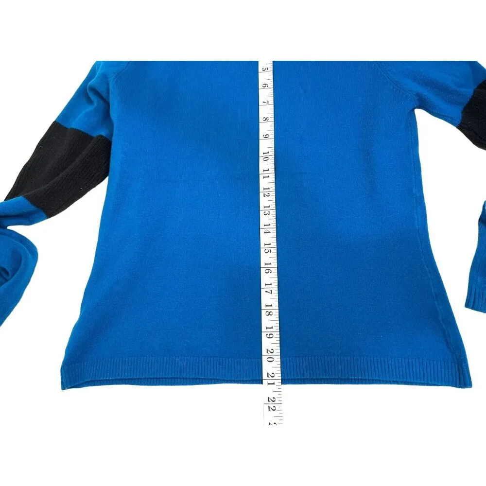 World Republic Clothing Long Sleeve Small Sweater Turquoise/Black 88C Blue - Image 6